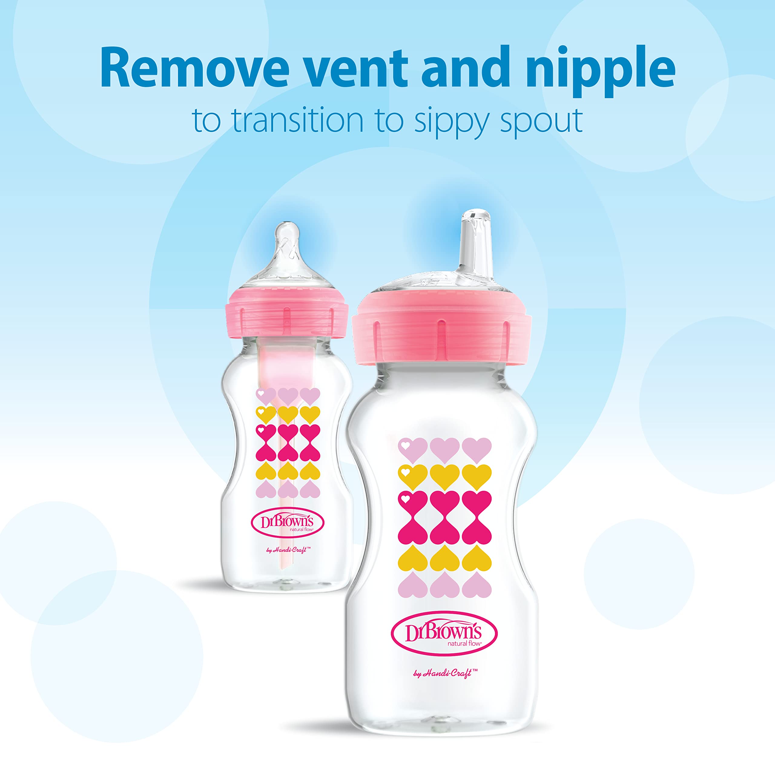 Dr. Brown's soft silicone sippy spout provides gentle gum-friendly sipping