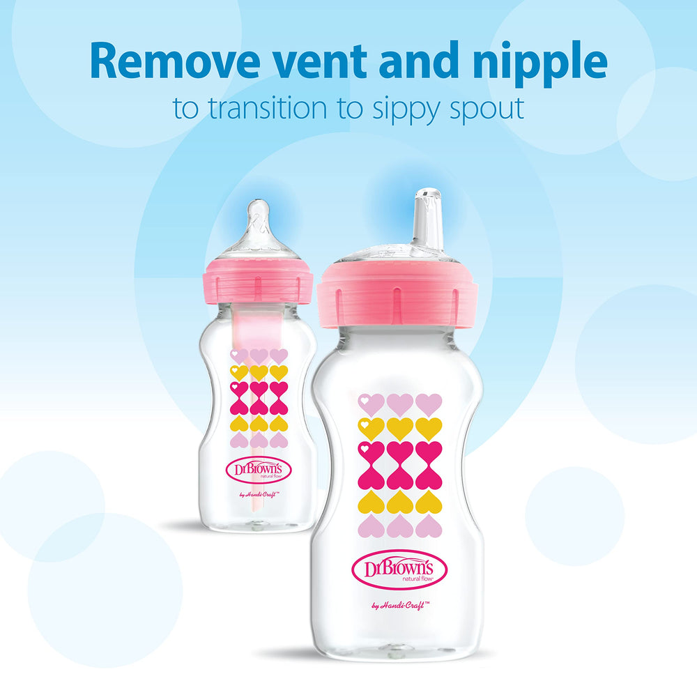 Dr. Brown's soft silicone sippy spout provides gentle gum-friendly sipping