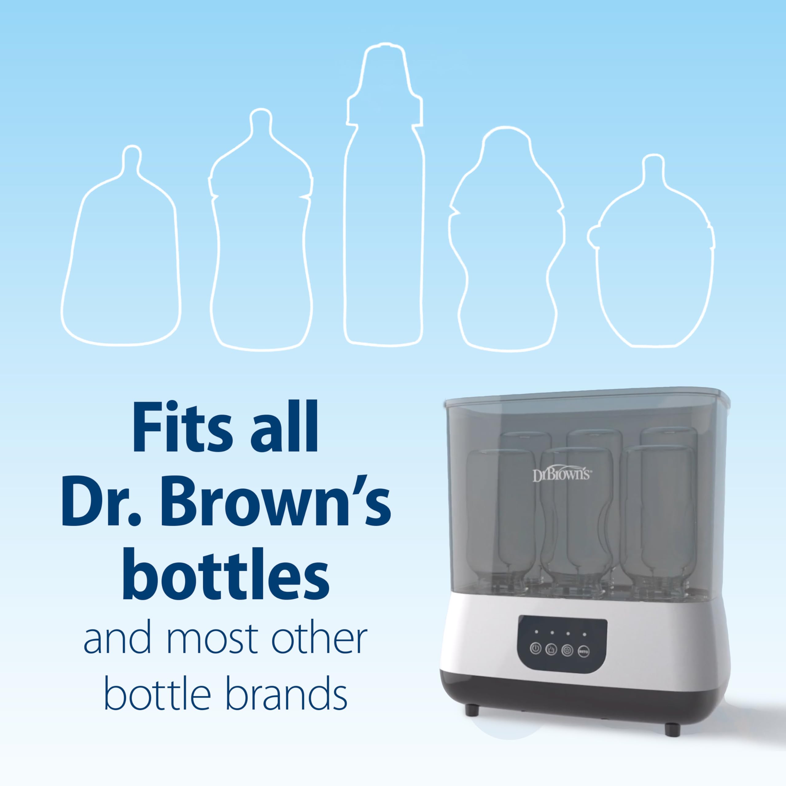 Dr. Brown's sterilizer-dryer lid closed showing 24-hour sterilized readiness.