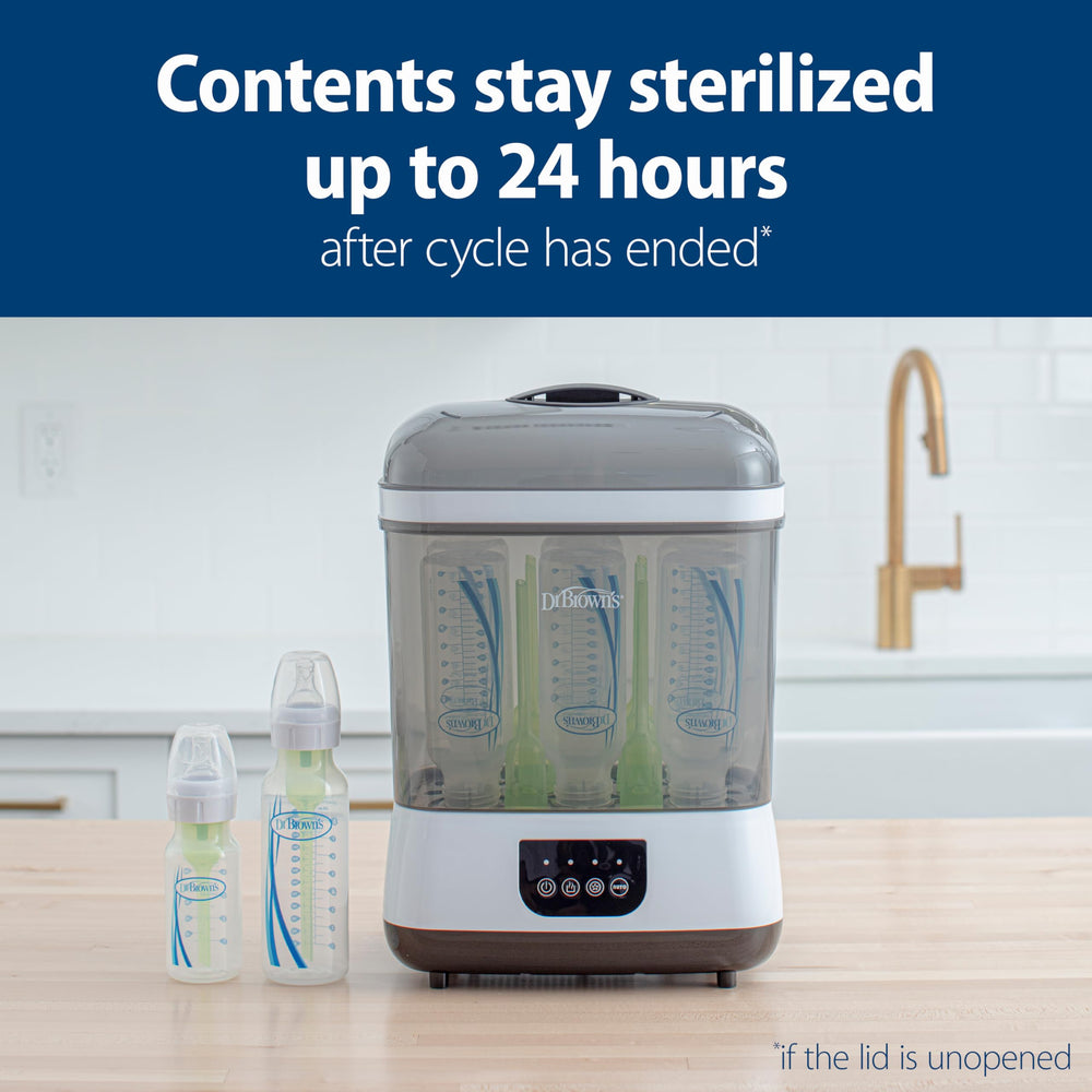 Dr. Brown's sterilizer-dryer with HEPA filters for clean drying air.