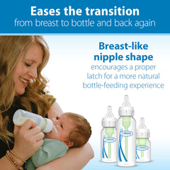 Dr. Brown's Ultra-Preemie nipple on a standard bottle demonstrates compatibility and easy transition.