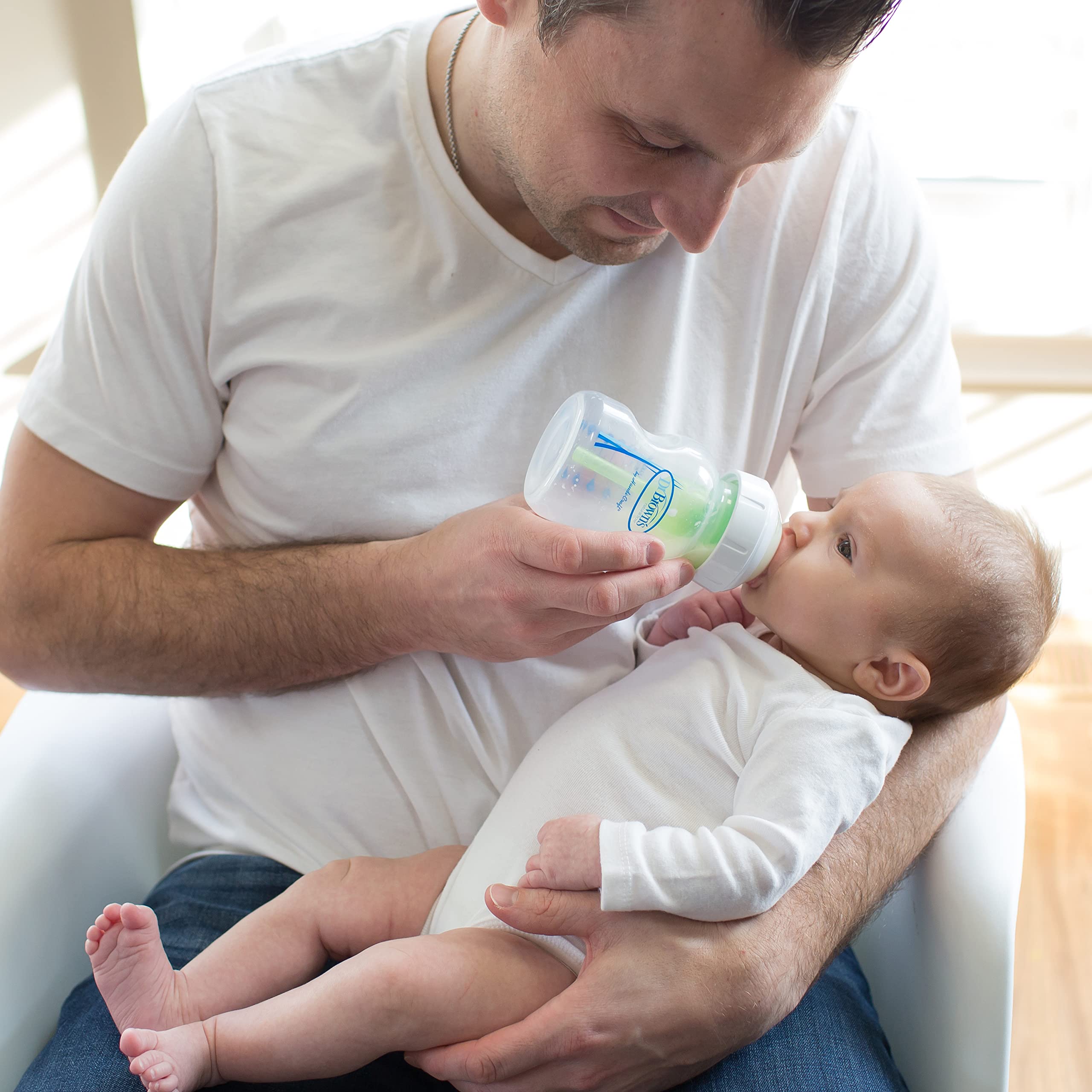 Dr. Brown's wide-neck bottle is dishwasher safe for quick cleaning