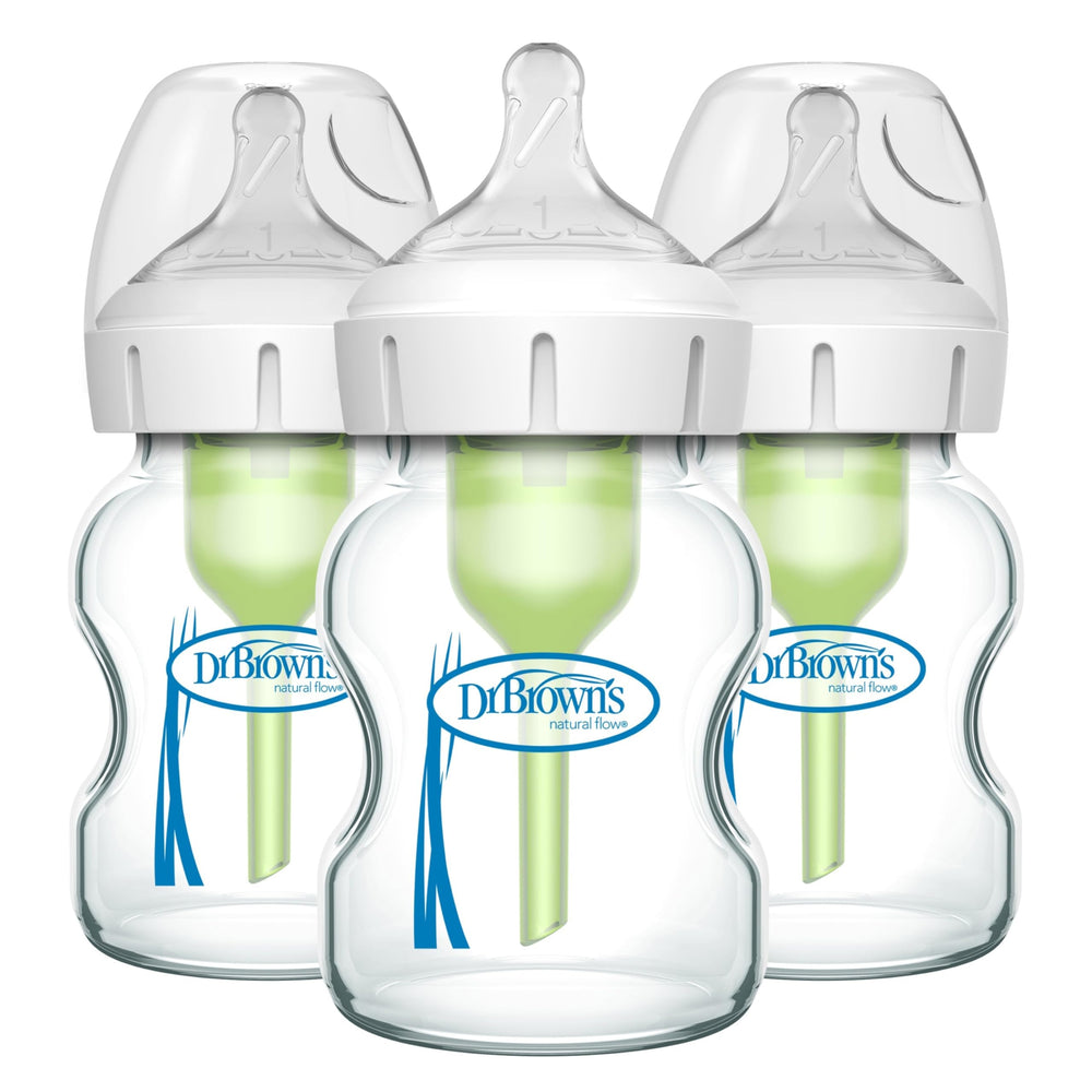 Dr. Brown's wide-neck glass bottle 5oz for easy feeding and portion control.