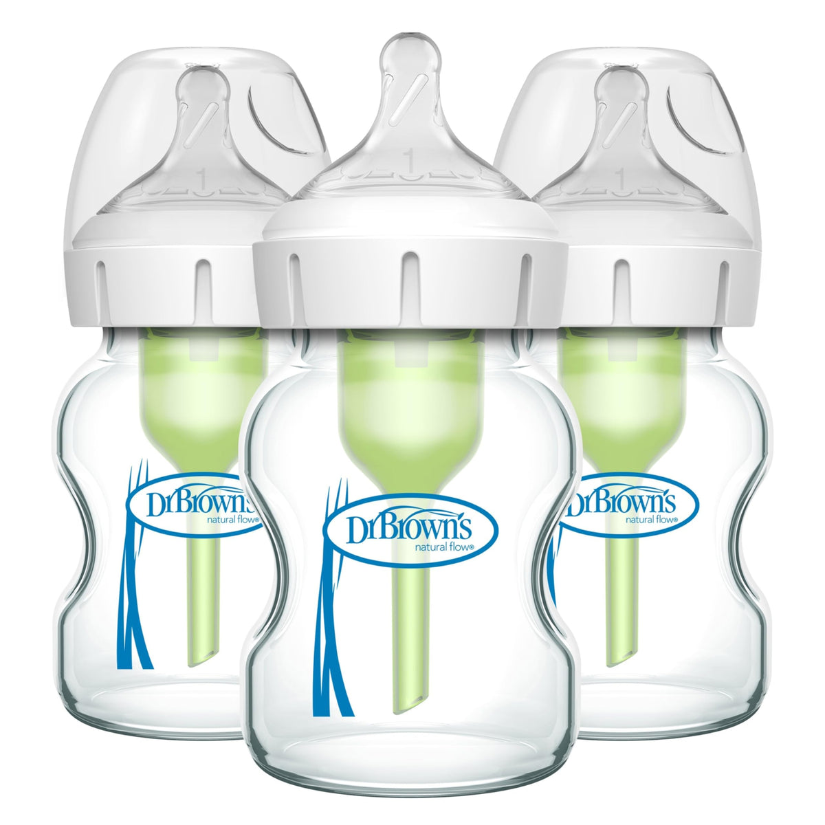 Dr. Brown's wide-neck glass bottle 5oz for easy feeding and portion control.