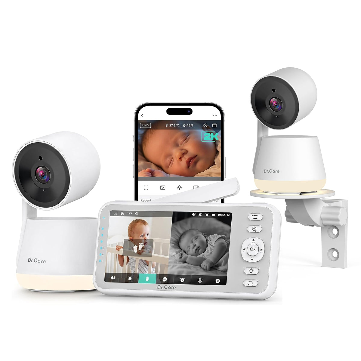 Dr.Care LumiView 5-inch screen provides crisp baby viewing at a glance.