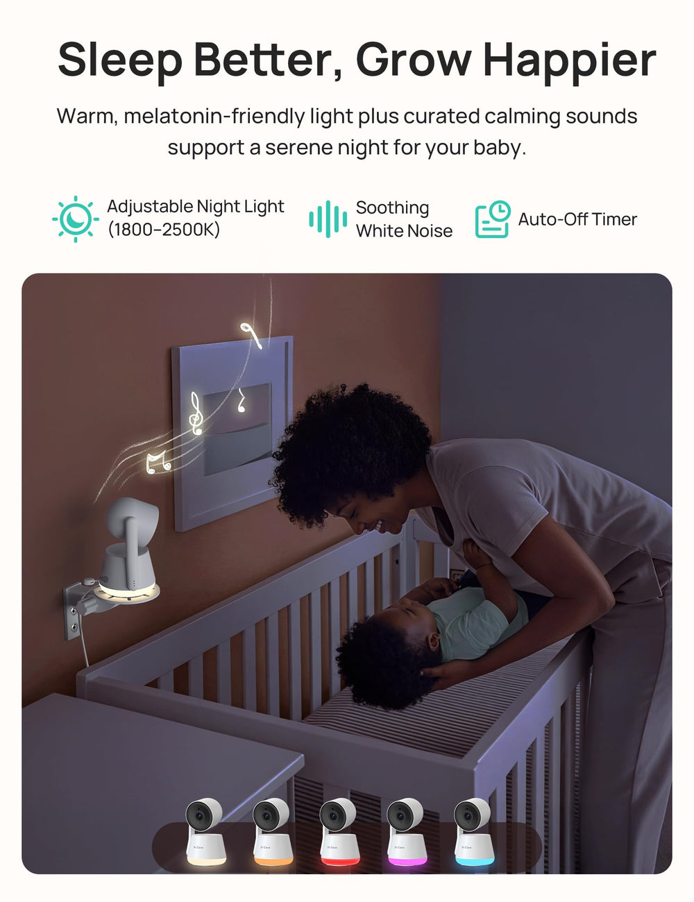 Dr.Care LumiView two-way audio lets you soothe remotely.