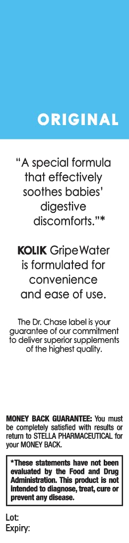 Dr. Chase Kolik Gripe Water bottle with baby, implying sleep-support potential.