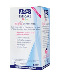 Close-up of baby eye area with wipes showing gentle cleansing around lashes.