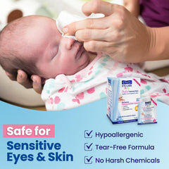 Dr. Fischer pediatrician-recommended baby eyelid wipes in use, supporting gentle eye hygiene.