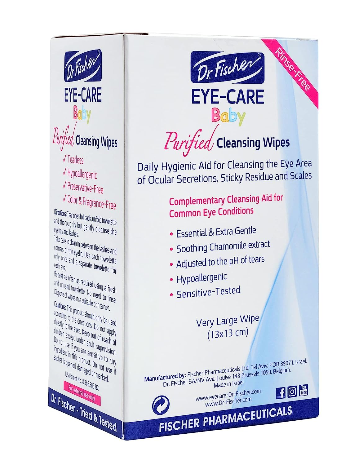 Dr Fischer Premium Baby Eyelid Wipes easy disposable packaging shown
