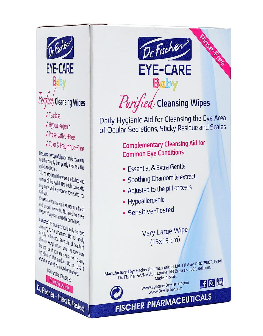 Dr Fischer Premium Baby Eyelid Wipes easy disposable packaging shown