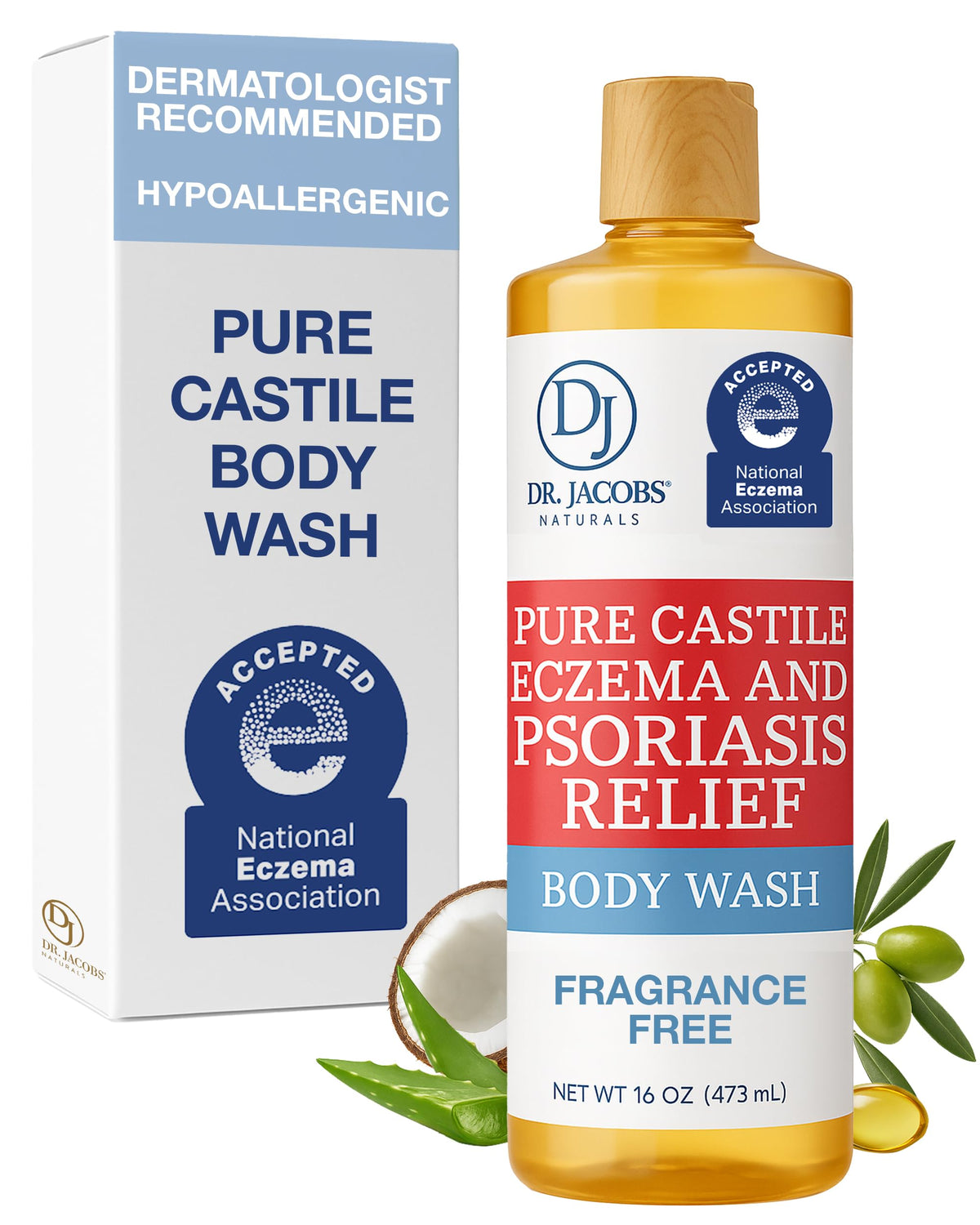 DR.JACOBS NATURALS castile soap unscented bottle for sensitive skin cleansing