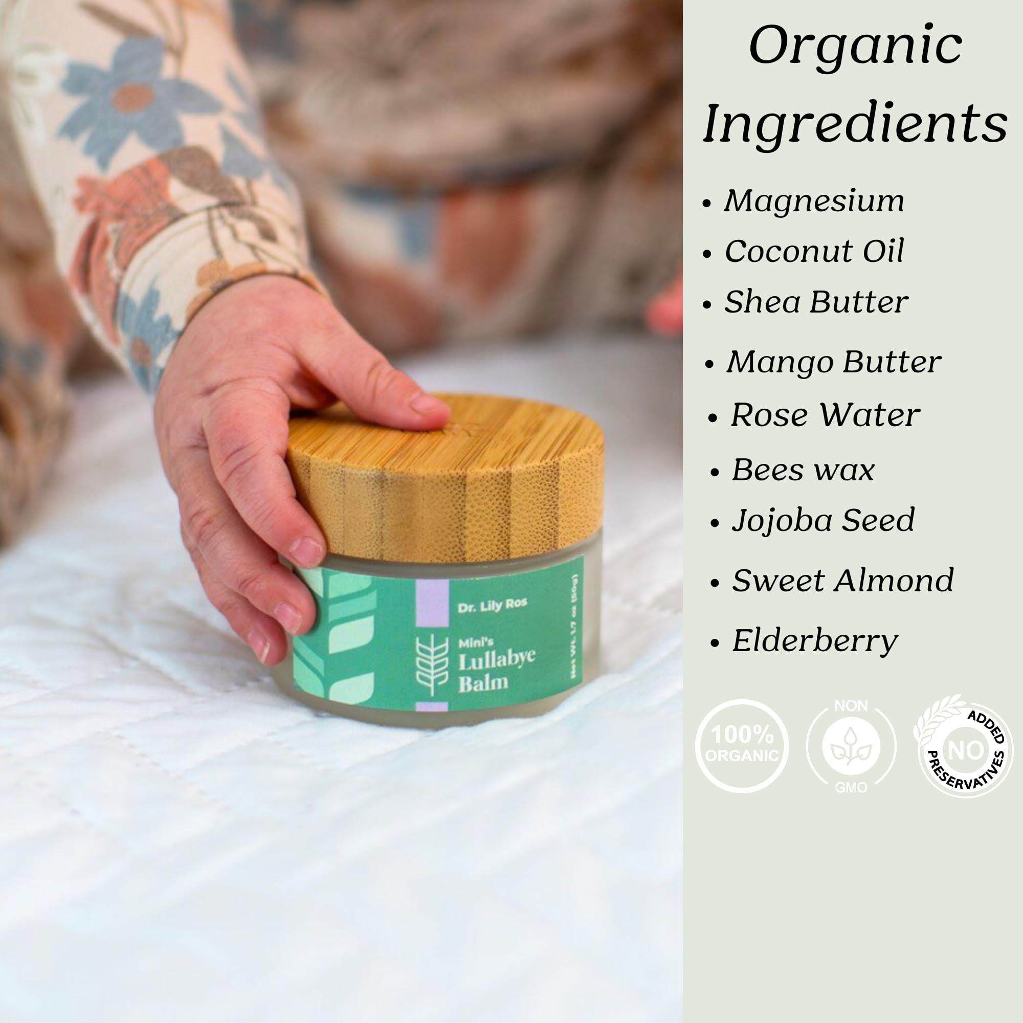 Dr. Lily Ros Organic Magnesium Cream Balm uses clean, child-safe ingredients.