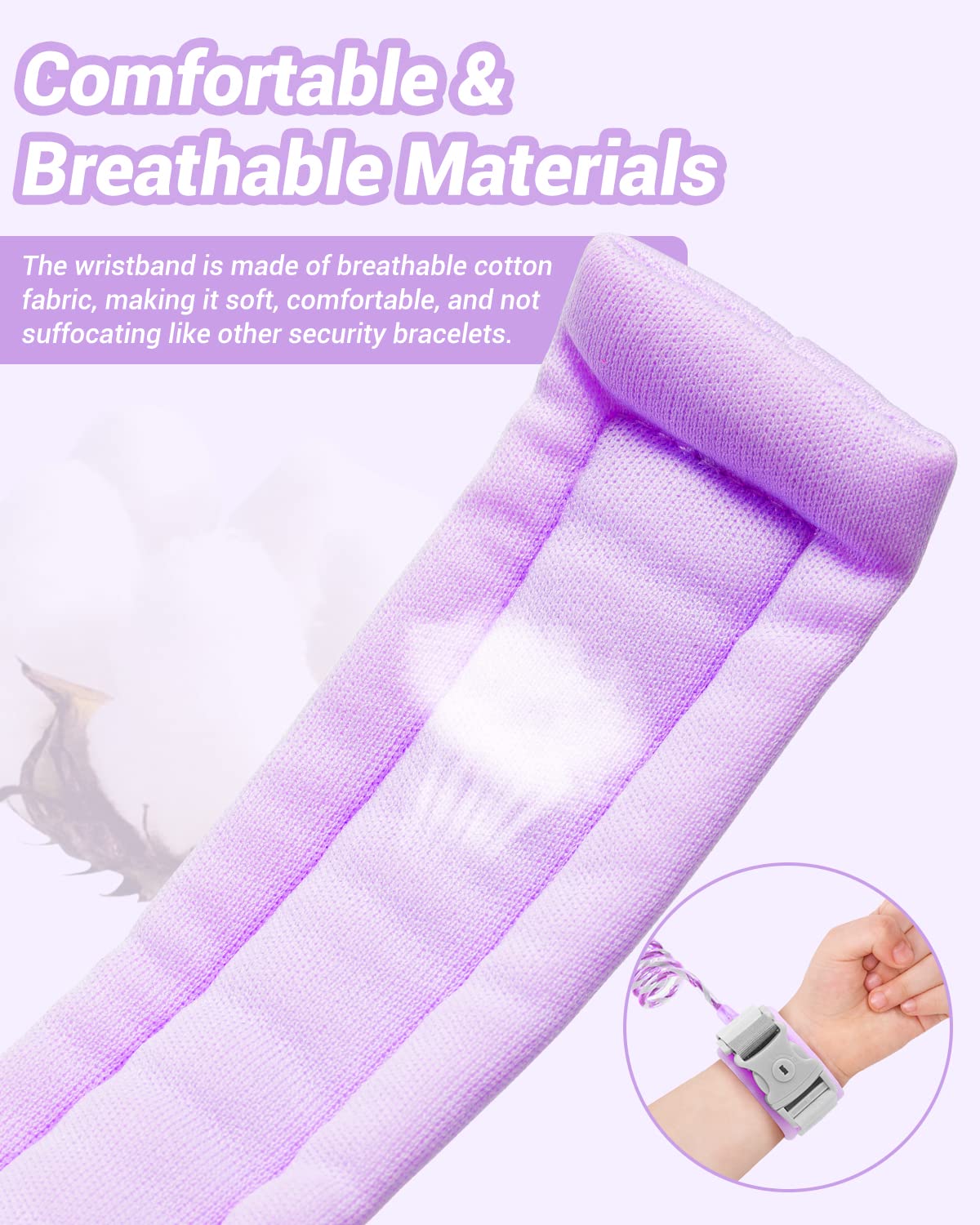 Dr.meter anti-lost wrist link purple two-pack front view for guided freedom.