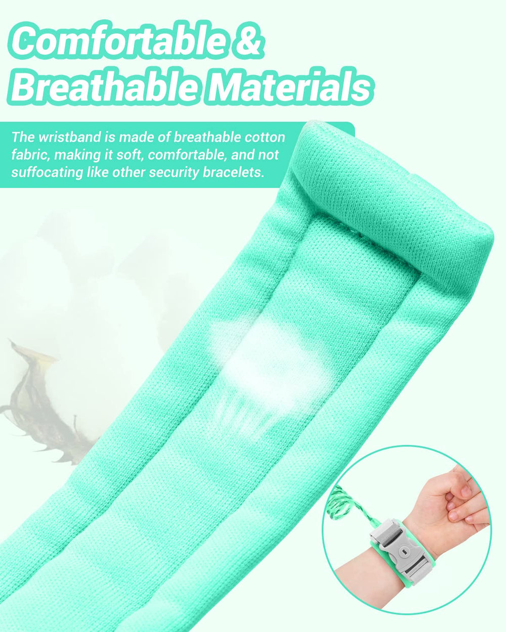 Dr.meter safety wristbands with extended cuffs for flexible walking.