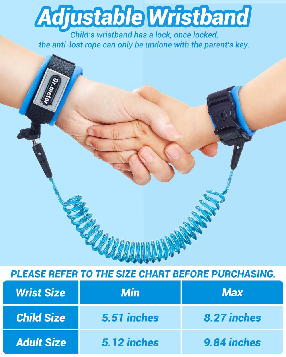 Dr.meter toddler leash orange wrist-strap keeps kids visible in crowds
