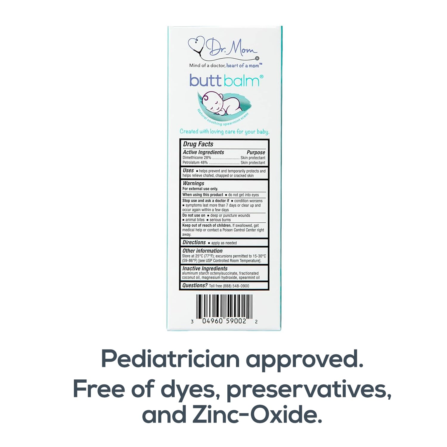 Dr. Mom Butt Balm pediatrician-approval signals trusted, gentle formula for newborns.