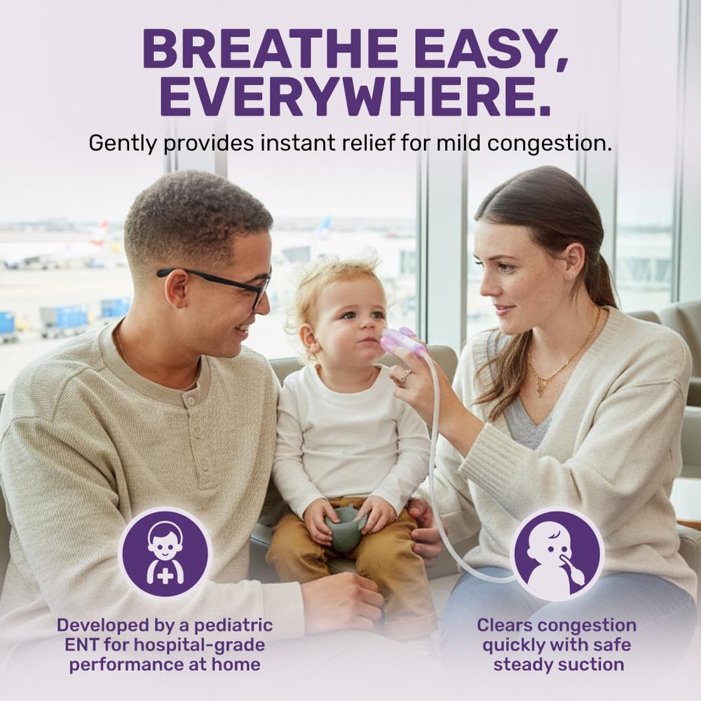 Dr. Noze Best Nozebot On the Go suction power supports fast congestion relief on the go.