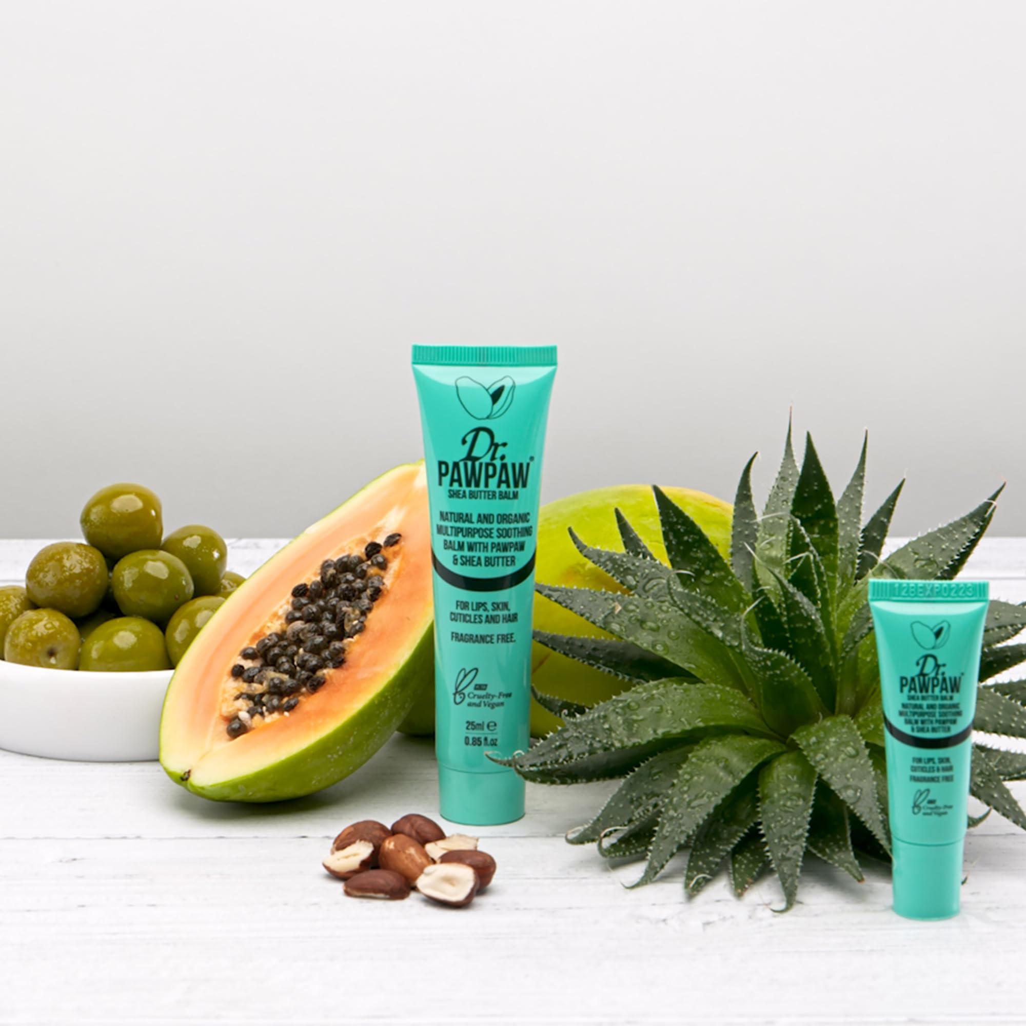 Dr PawPaw Multipurpose Balm shea butter detail signals rich conditioning for skin and lips.