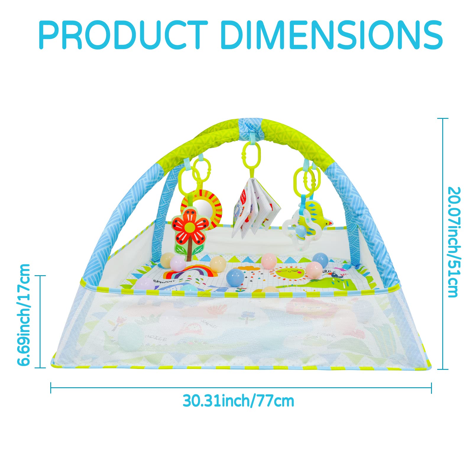 Dr.Rapeti Baby Play Gym Mat colorful toys closeup invites curiosity and multisensory play