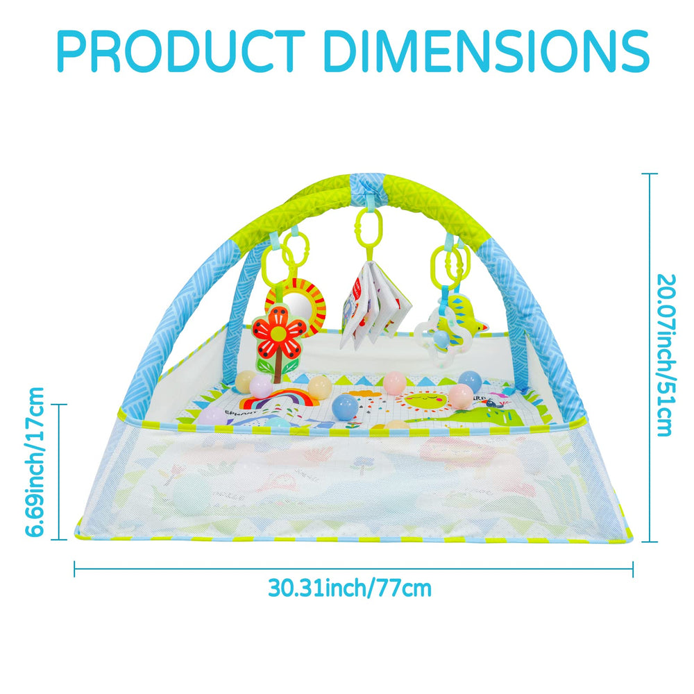 Dr.Rapeti Baby Play Gym Mat colorful toys closeup invites curiosity and multisensory play