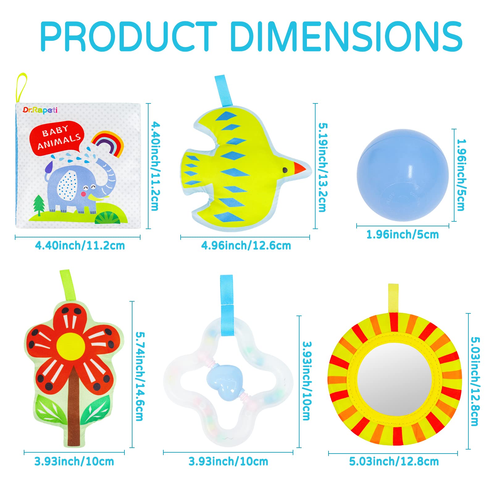 Dr.Rapeti Baby Play Gym Mat soft mirror closeup encourages visual tracking