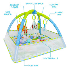 Dr.Rapeti Baby Play Gym Mat tummy time layout supports baby's kicking and strength