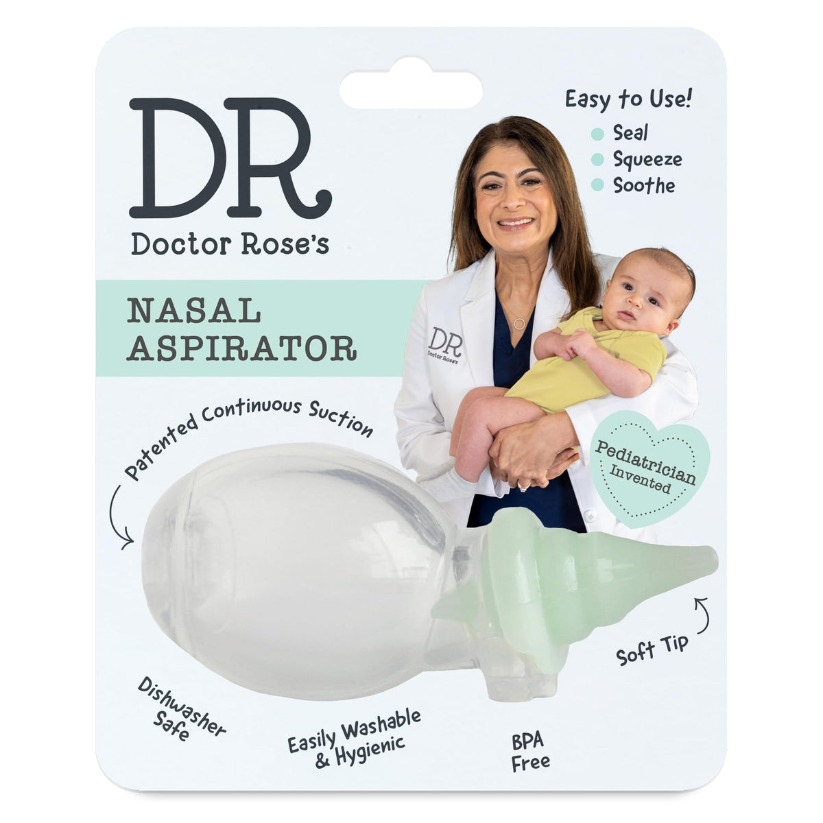 Dr. Rose's Nasal Aspirator dual-suction bulb for gentle congestion relief.