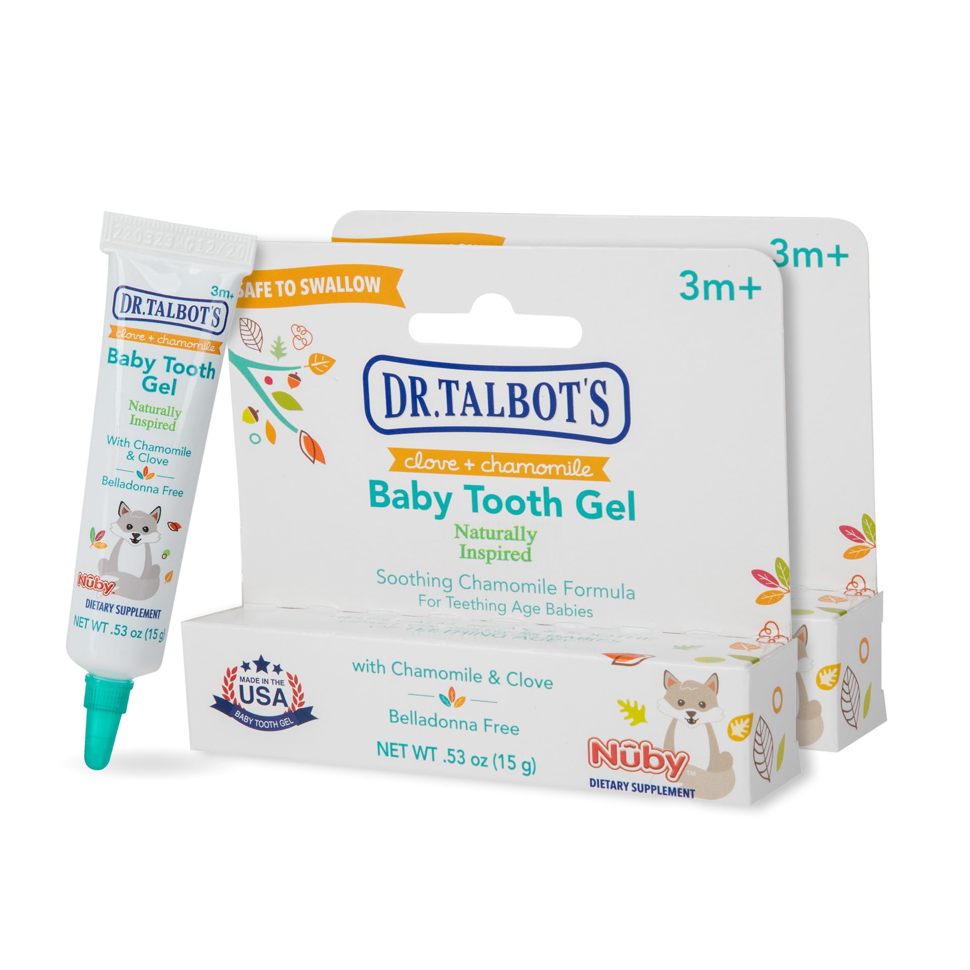 Dr Talbot's Baby Tooth Gel bottle shown for soothing teething gums.