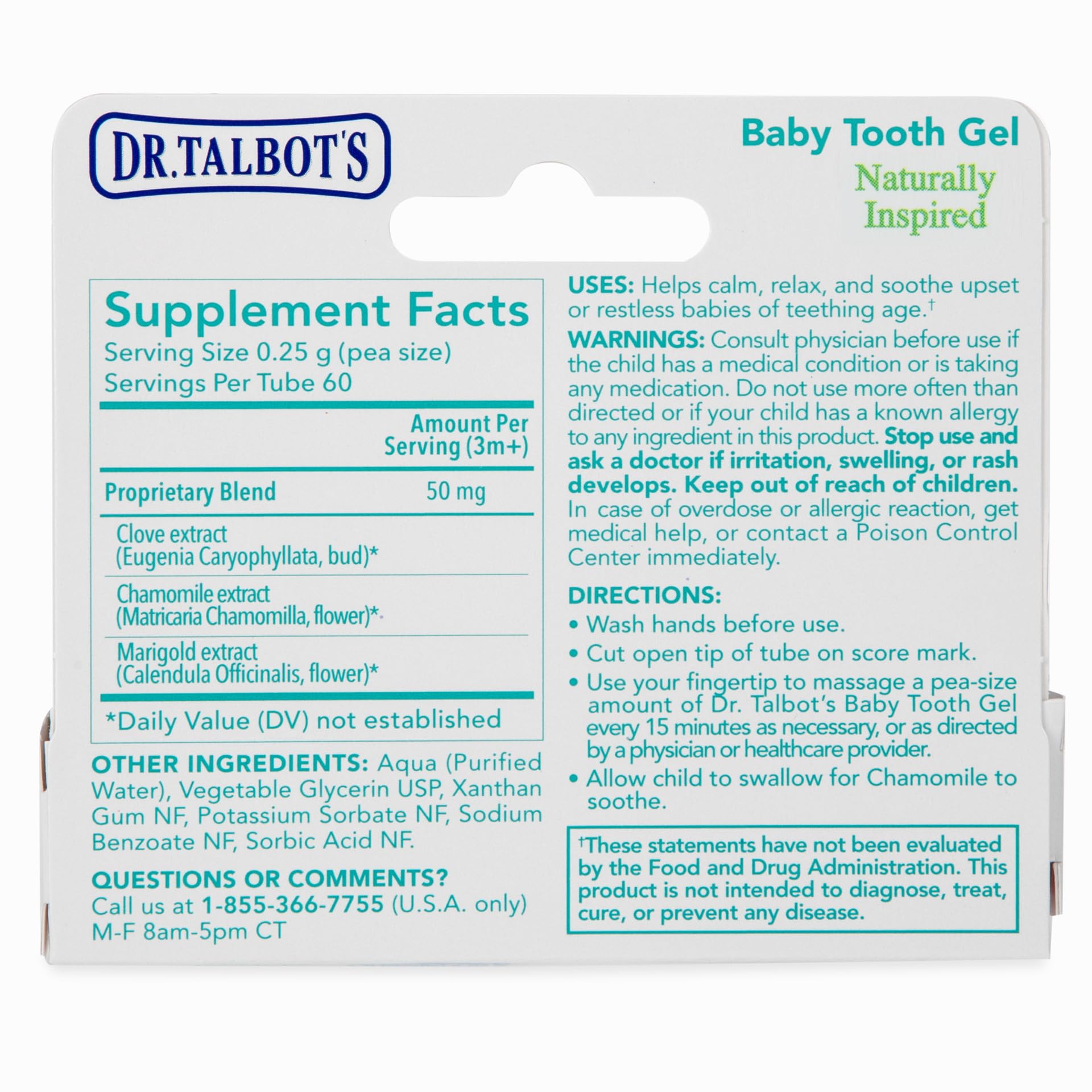 Dr. Talbot's Baby Tooth Gel offers day and night use for around-the-clock comfort.