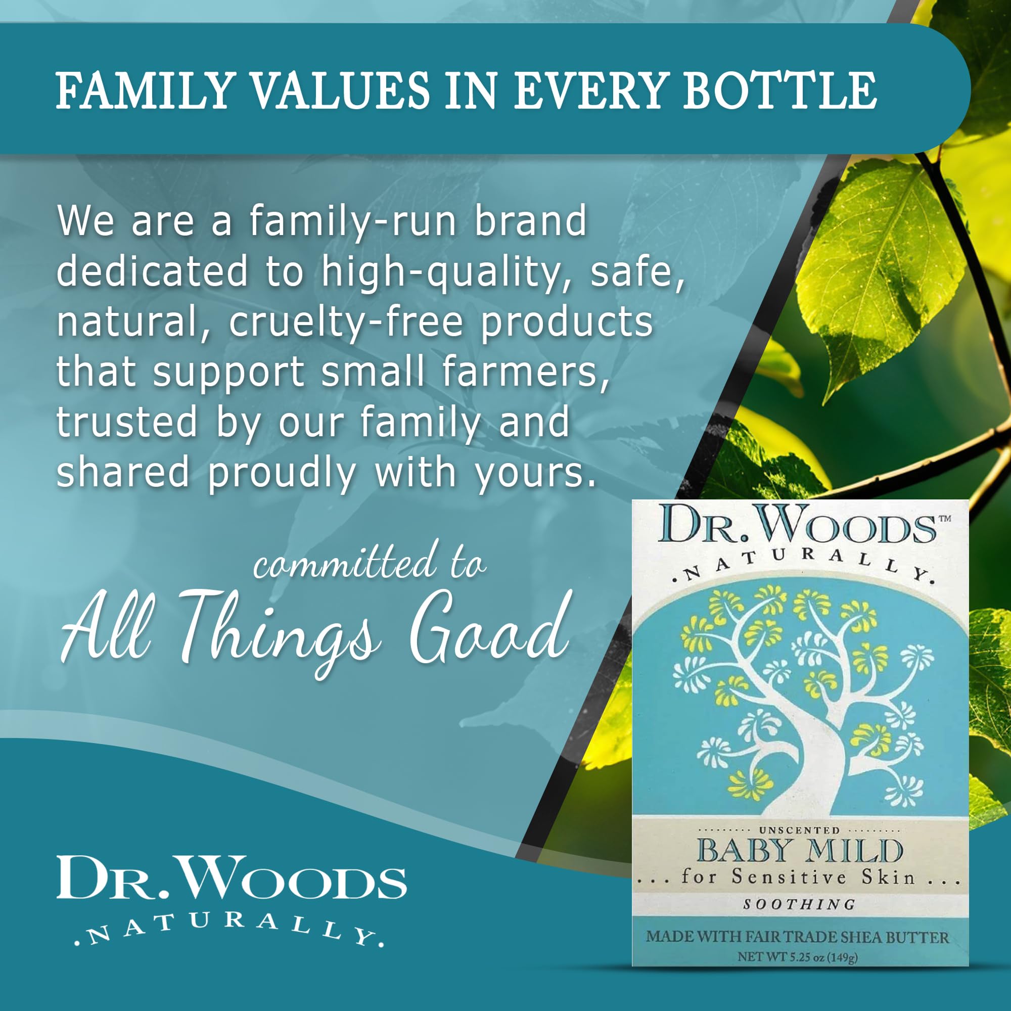 Dr. Woods Unscented Baby Mild Bar Soap used during bath time for delicate skin