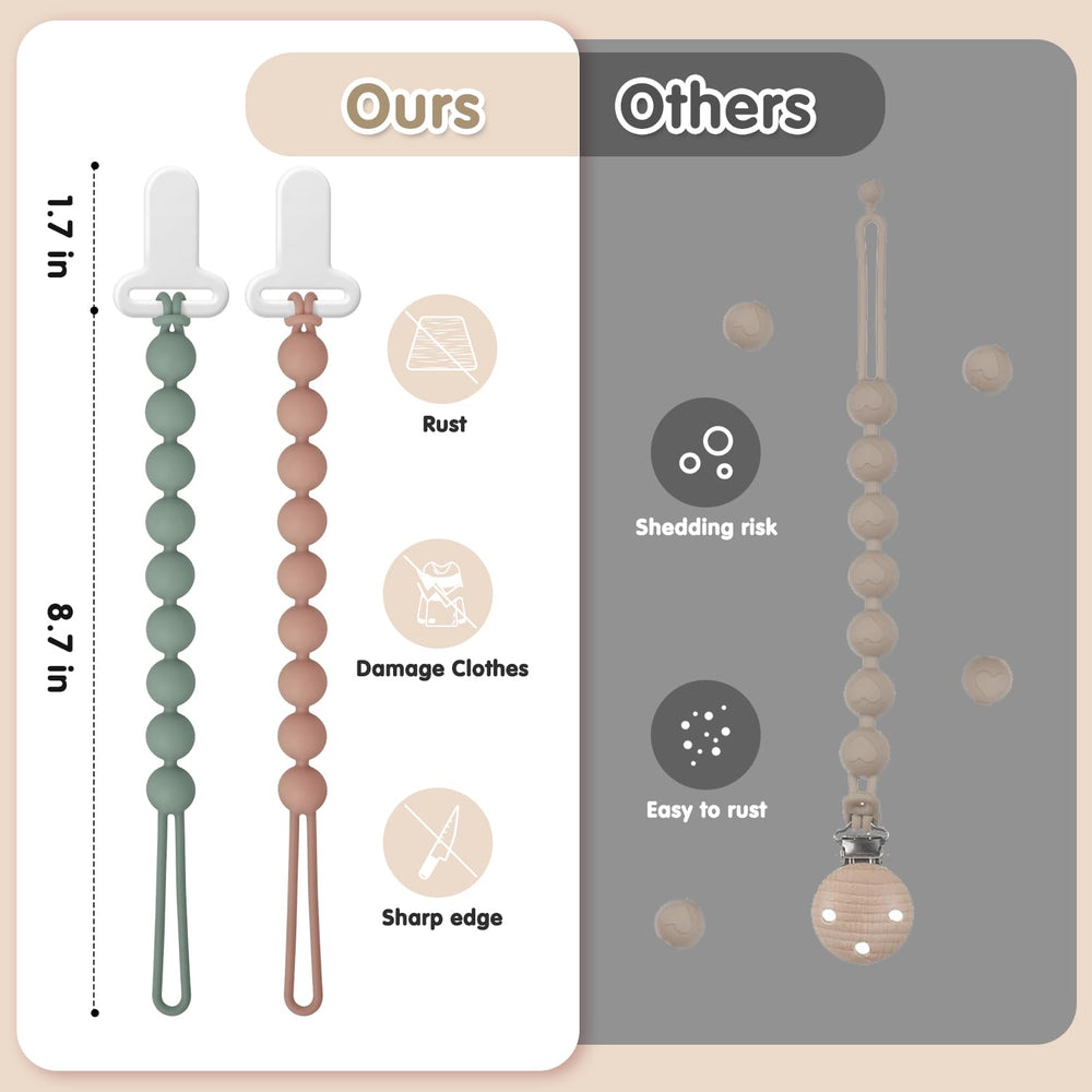Draklary 100% silicone pacifier clip is free from cadmium and lead for safer daily use