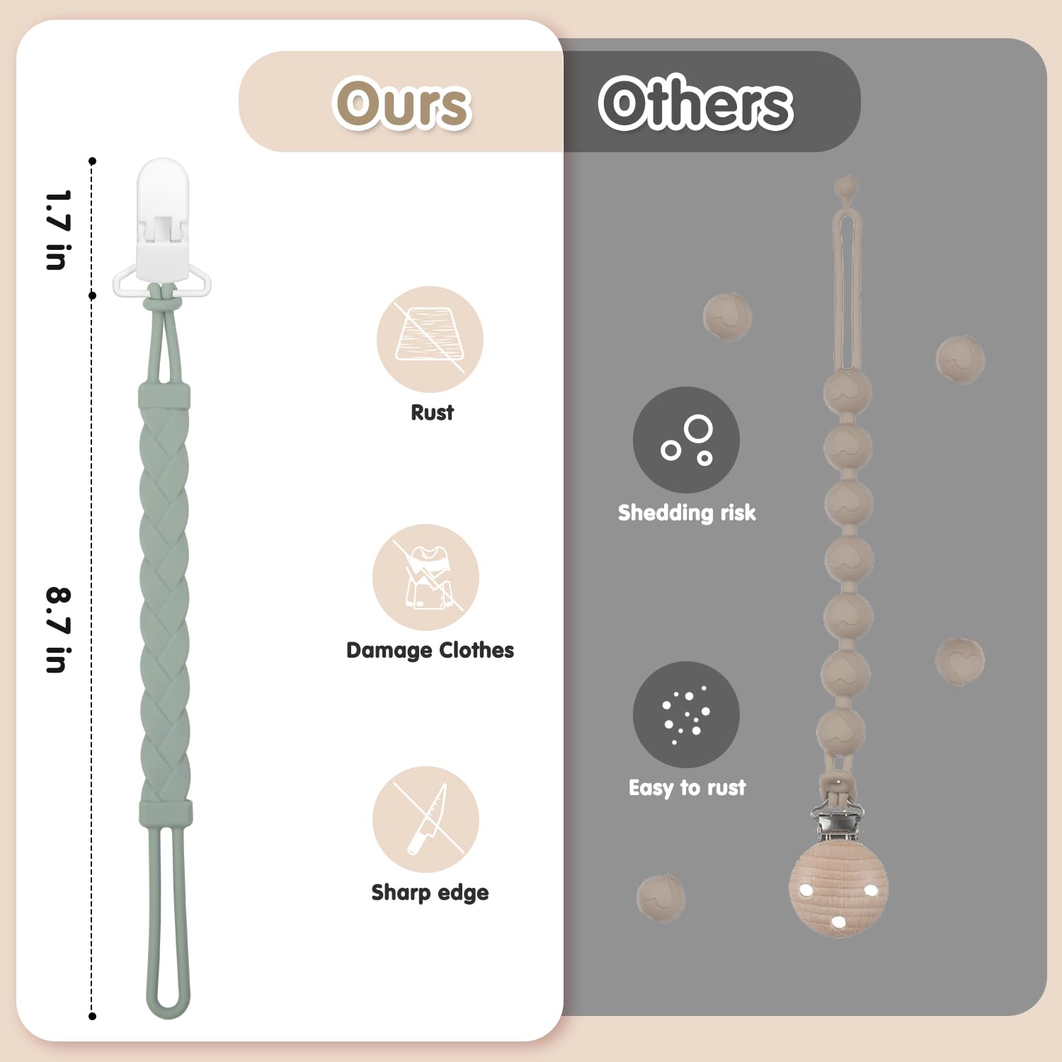 Draklary pacifier clip easy-clean non-porous silicone for quick maintenance