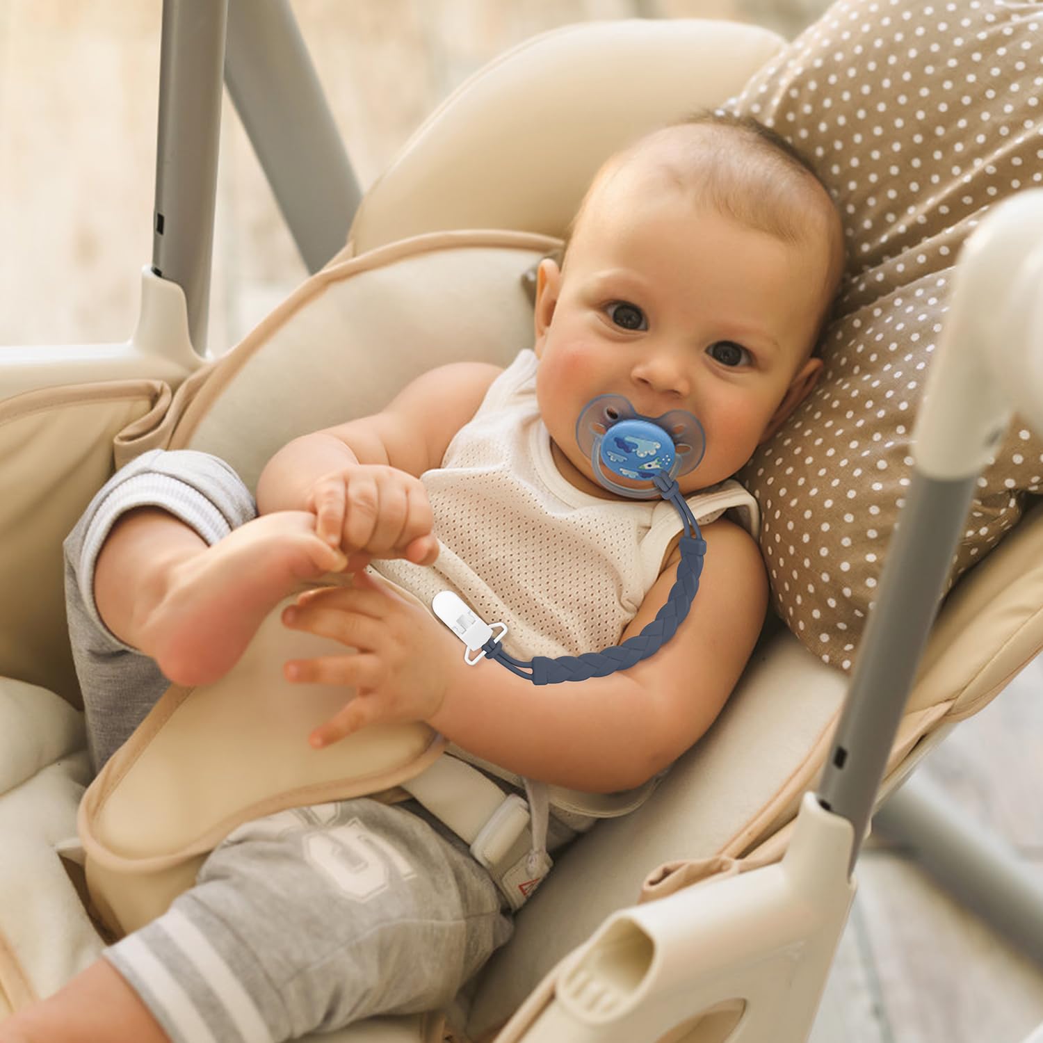 Draklary pacifier clip woven rope design offers flexible, durable fastening