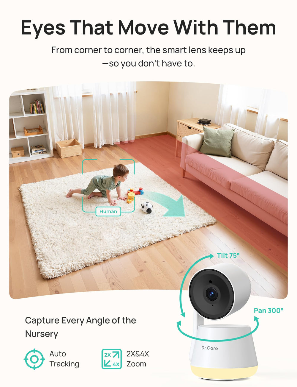Dr.Care LumiView Plus two-way audio enabling parent soothing