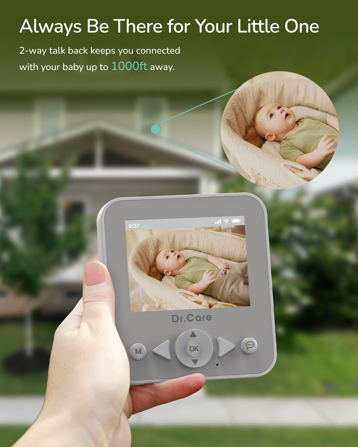 Dr.Care NeoView lullabies playing to soothe baby at bedtime.