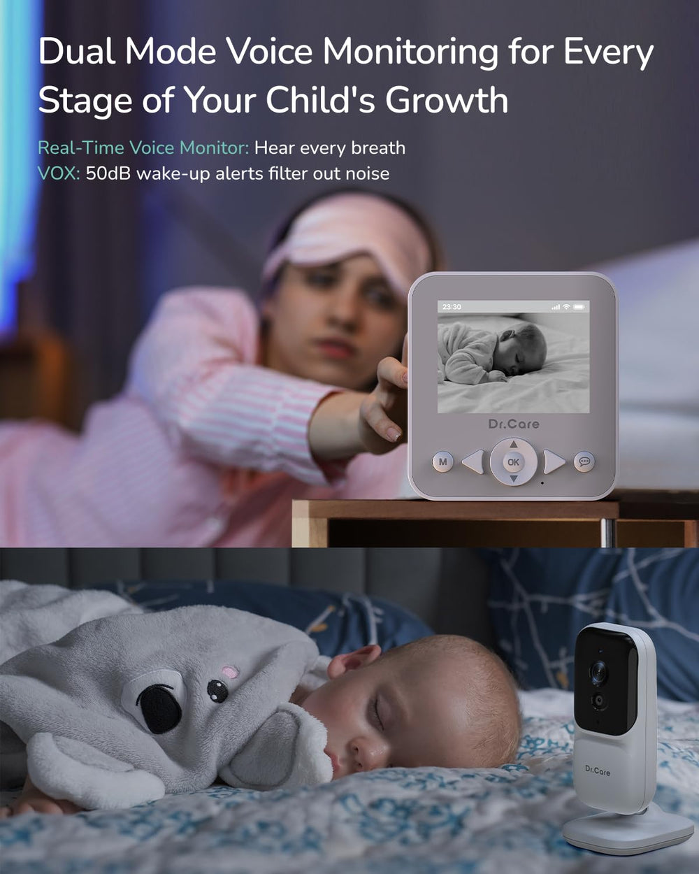 Dr.Care NeoView SD loop recording stores footage locally for easy review.