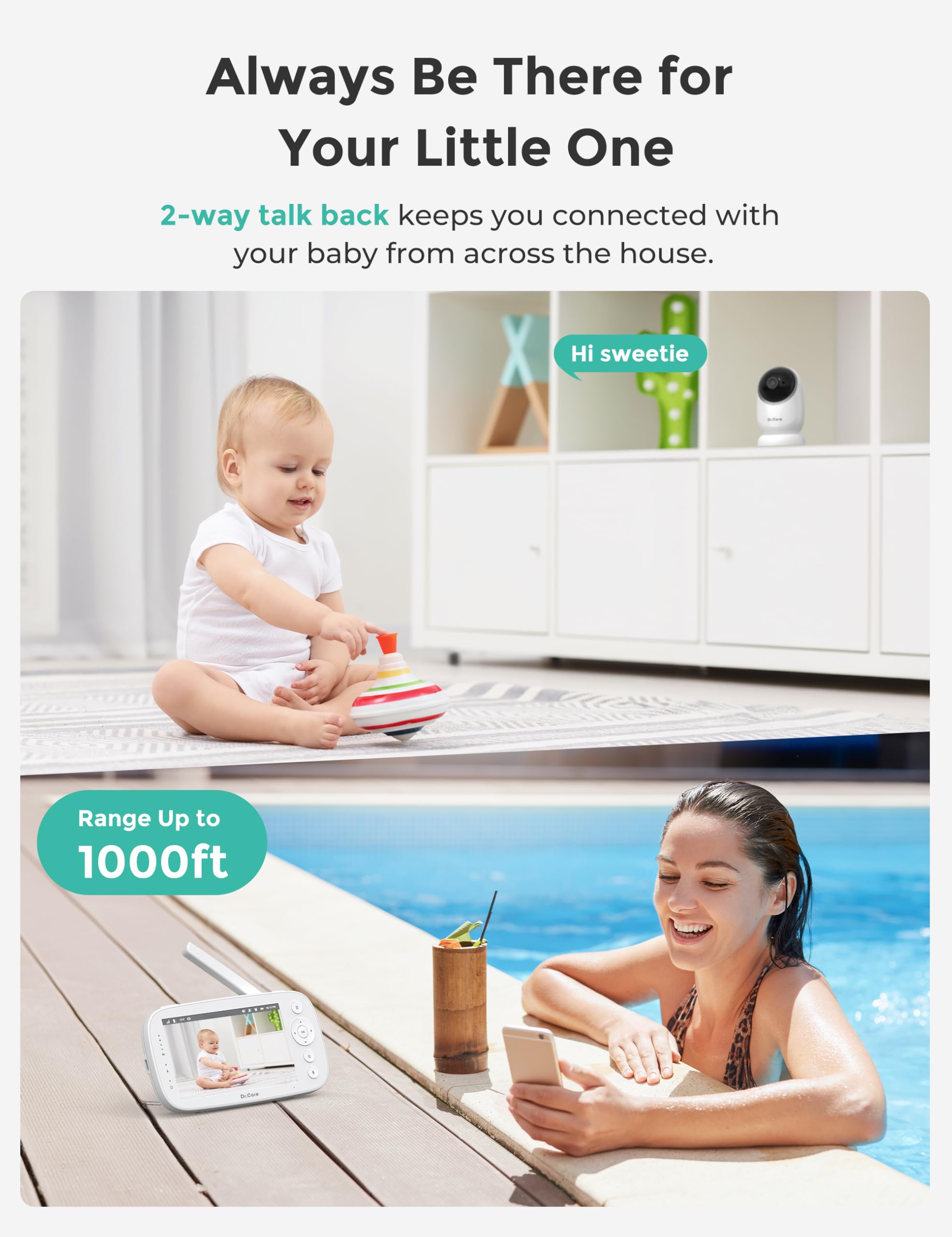 Dr.Care NovaView 5000mAh battery sustains hours of continuous monitoring and VOX efficiency