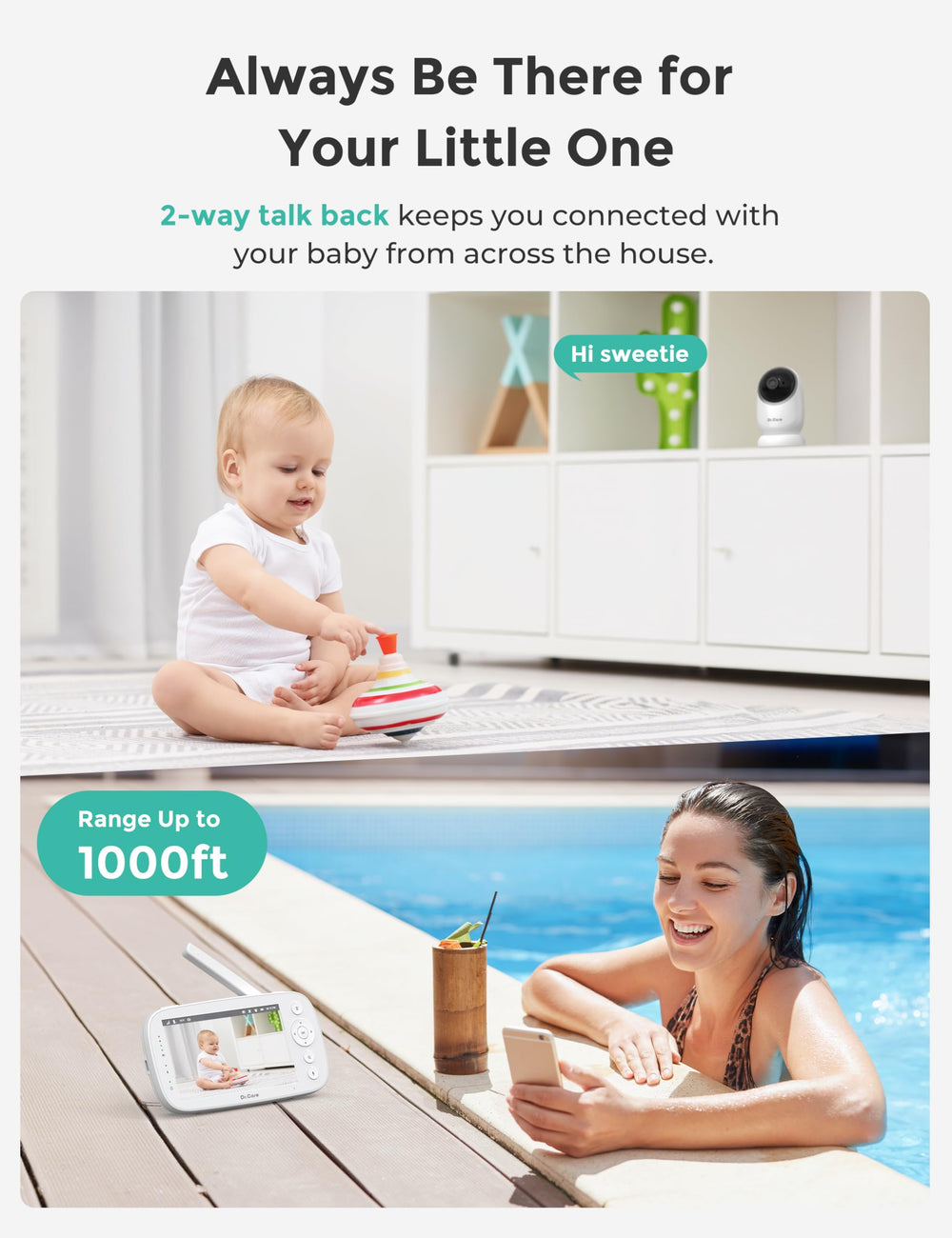 Dr.Care NovaView 5000mAh battery sustains hours of continuous monitoring and VOX efficiency