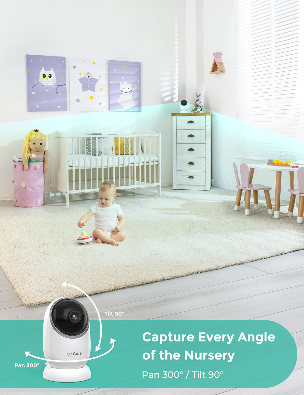 Dr.Care NovaView 1000ft range provides reliable audio and picture across the home