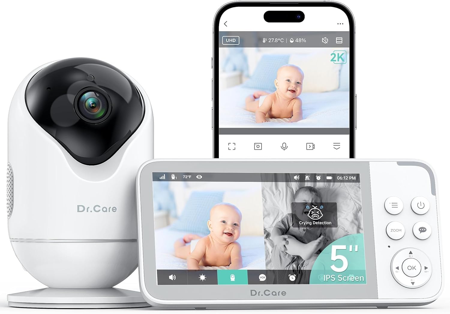 Dr.Care VistaView camera setup in split-screen view for constant monitoring.