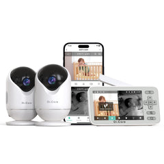 Dr.Care VistaView Lite dual-monitor setup provides comprehensive baby-room visibility for peace of mind