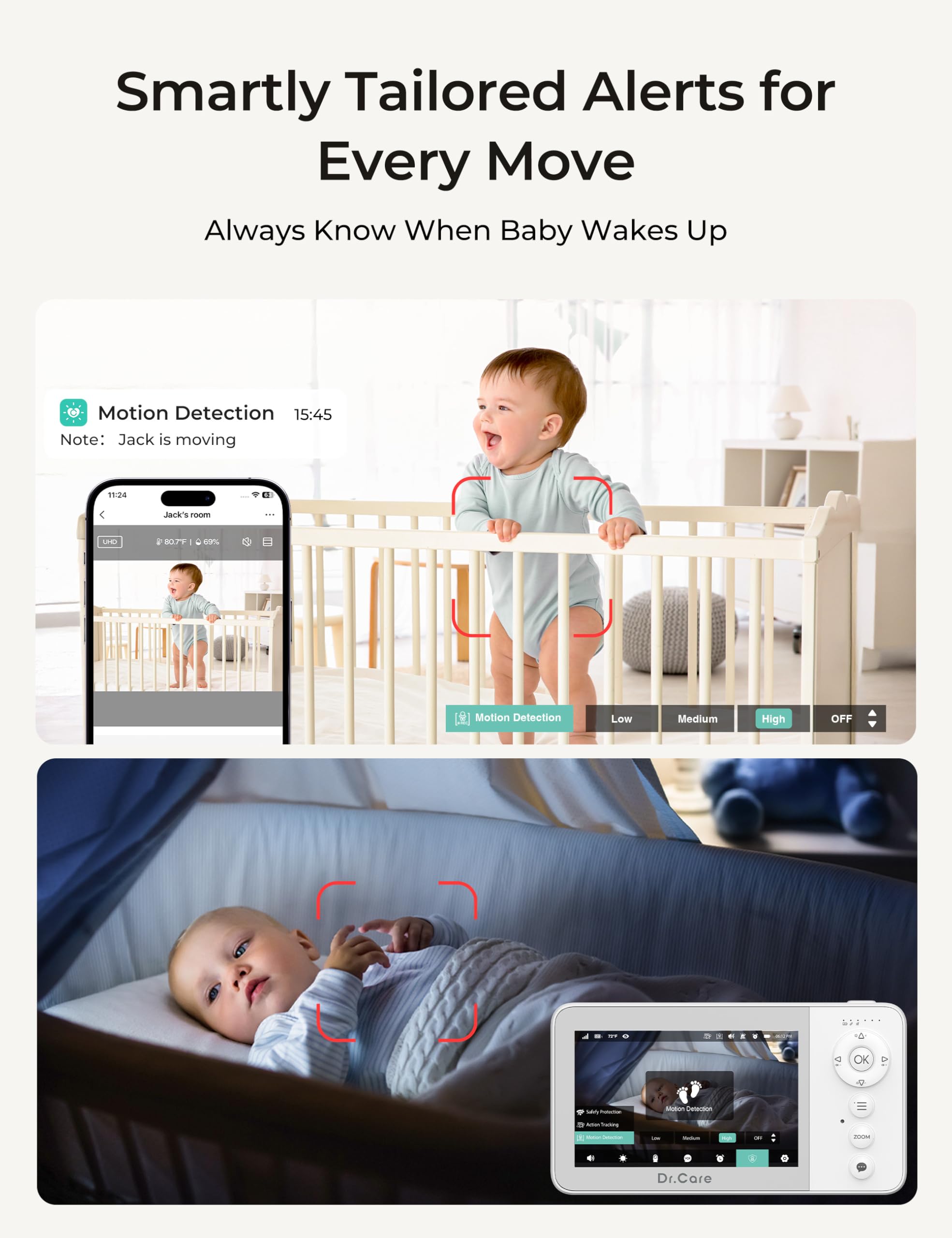 Dr.Care VistaView Lite RB monitor back panel with quick-access controls