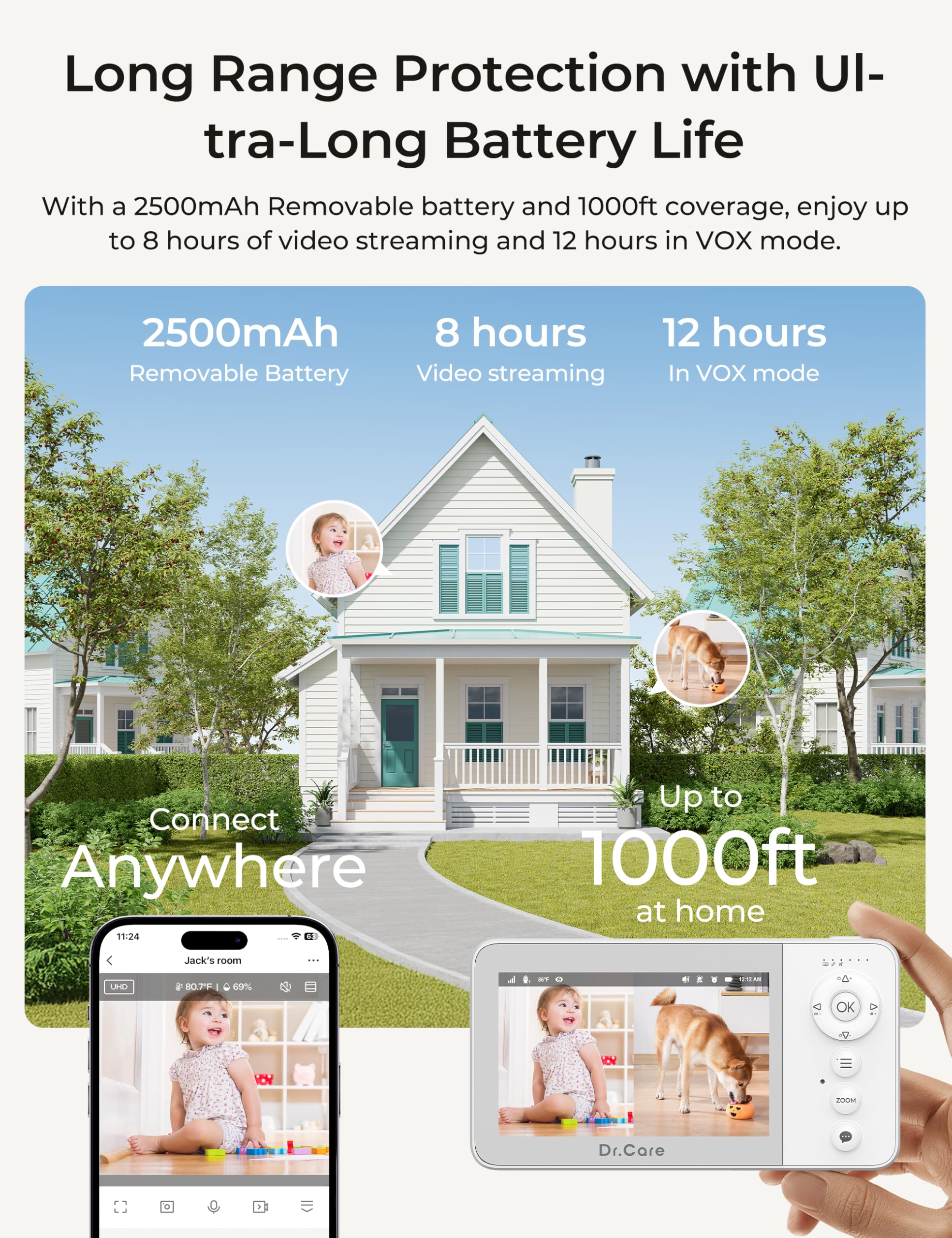 Dr.Care VistaView Lite RB removable 2500mAh battery for extended use