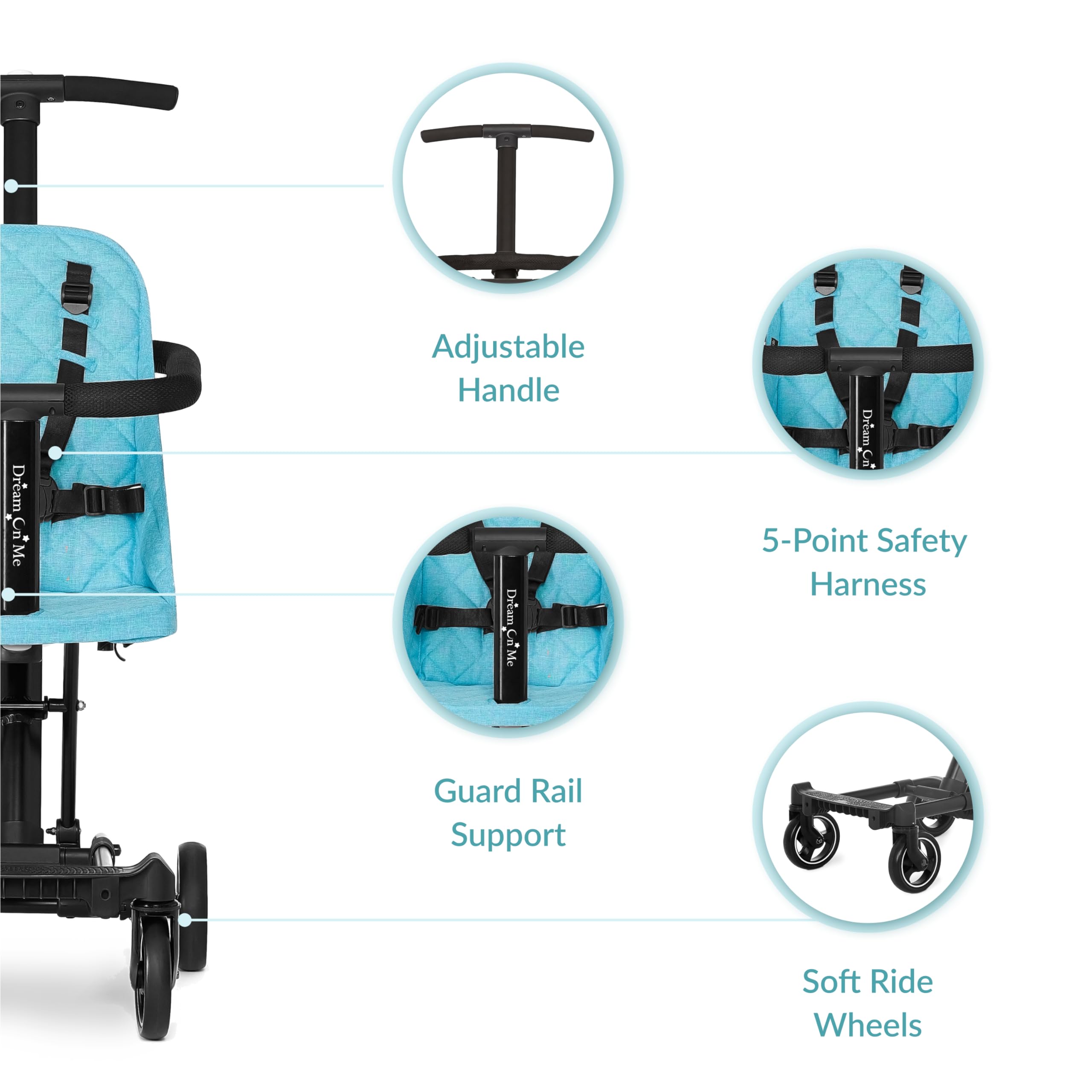 Dream On Me Coast Rider adjustable handle and soft-ride wheels deliver ergonomic comfort