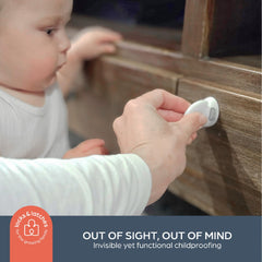 Dreambaby adhesive mag lock on a drawer front, keeps items secure