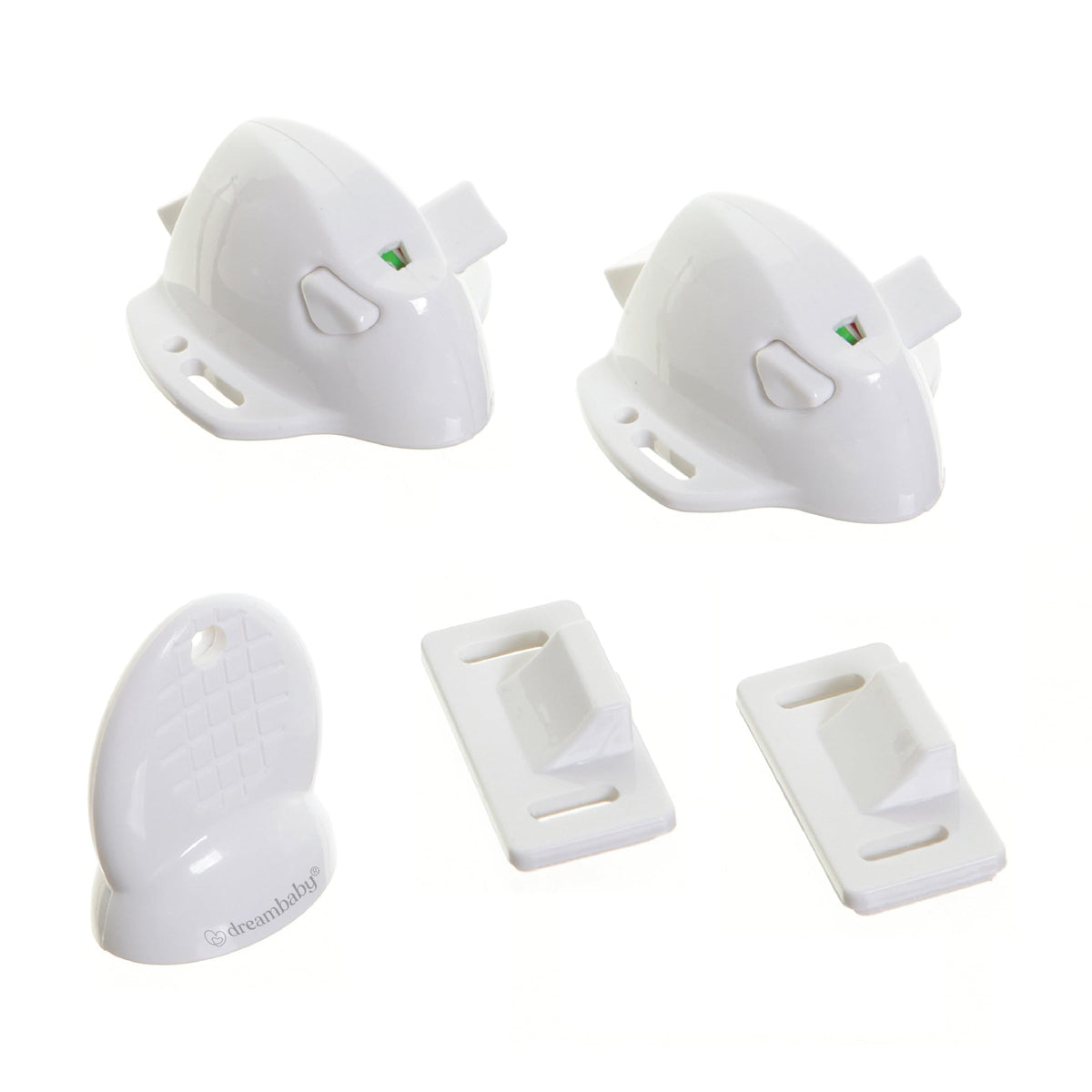 Dreambaby Adhesive Mag Locks inside cabinet showing hidden safety for kids.