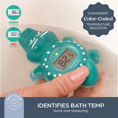Dreambaby bath thermometer safety indicators show hot or cool water