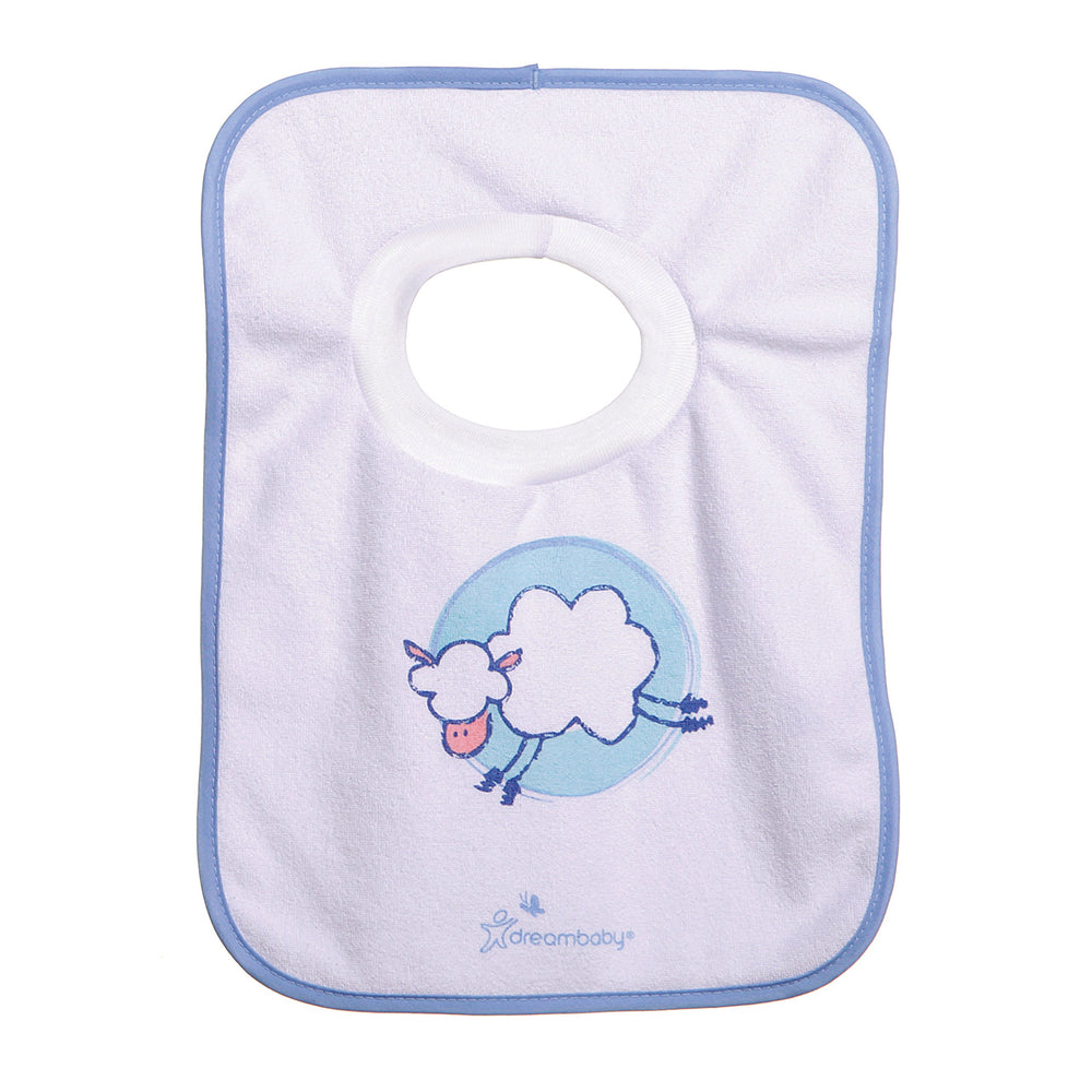Dreambaby bib showcasing farm print for easy cleanup during meals and messy moments.