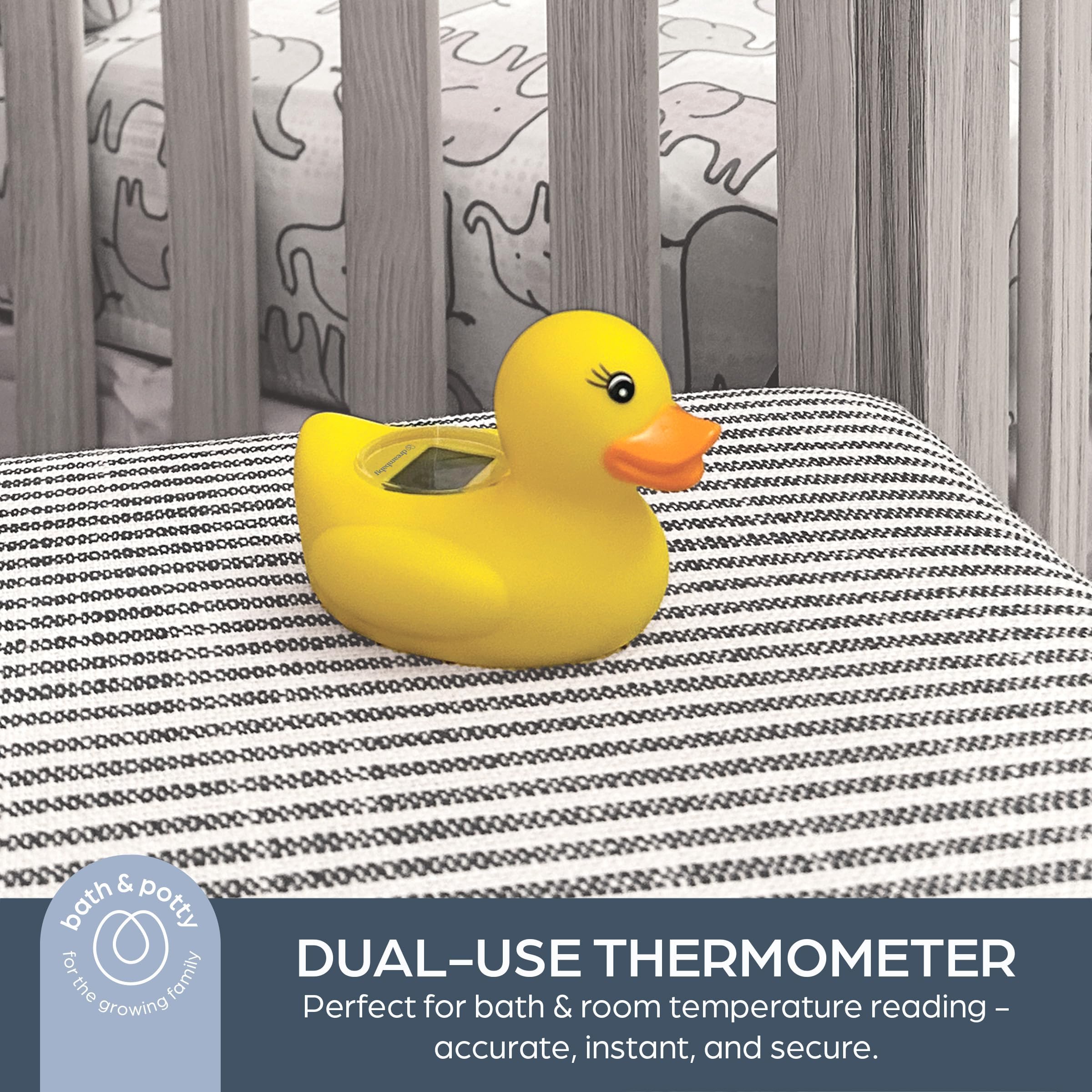 Dreambaby BPA-free EN71-tested thermometer ensures safe bath checks.